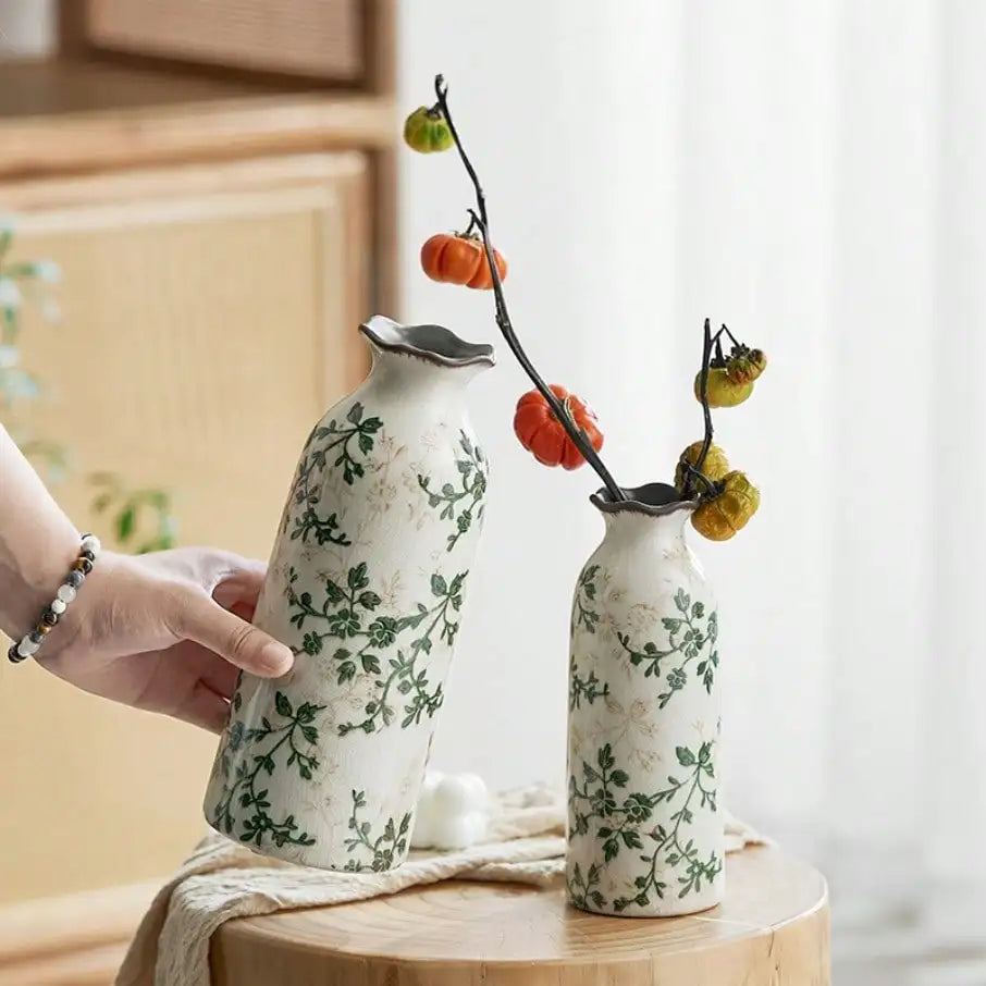 Vaso de Cerâmica Craquelada para Flores – Vaso Hidropônico Decorativo para Mesa