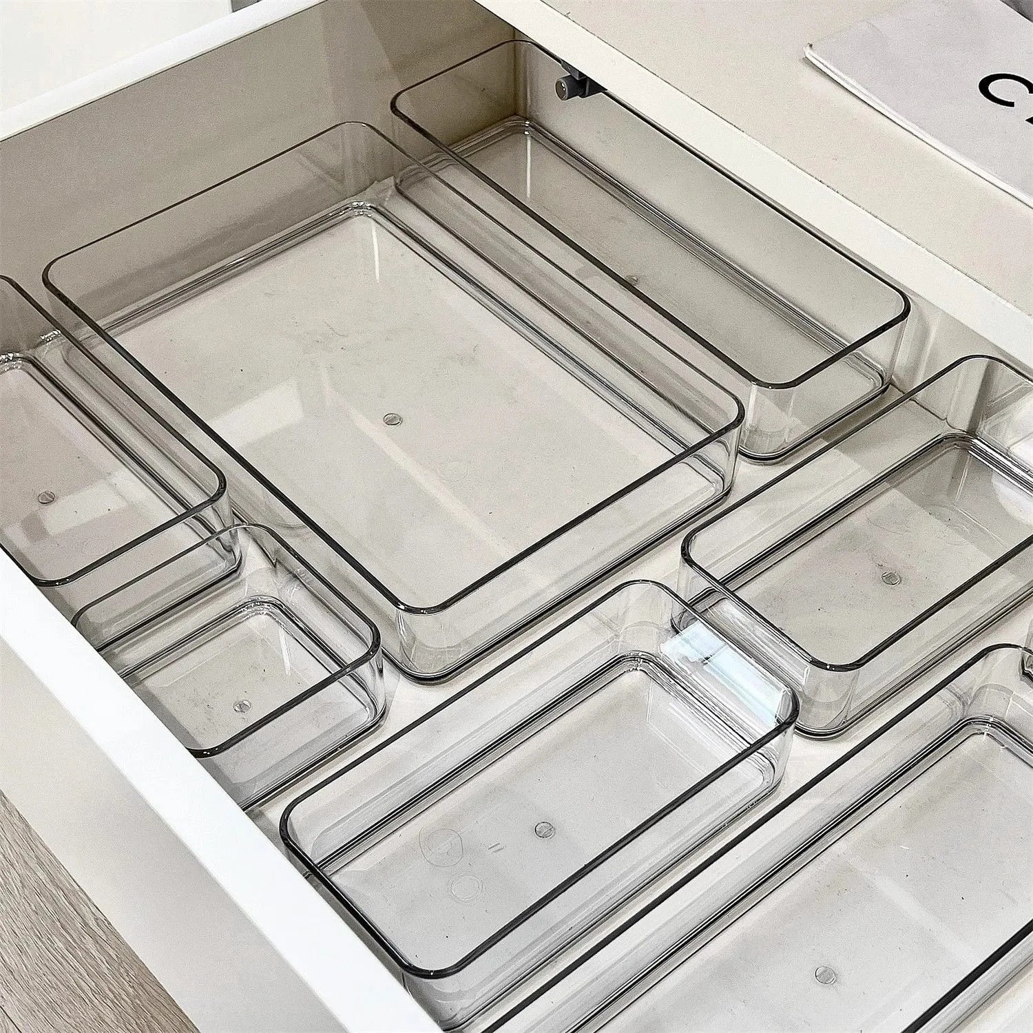 Kit 4 Organizadores de Gaveta Transparentes – Ideal para Maquiagem, Escritório e Banheiro
