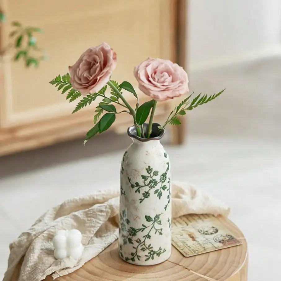 Vaso de Cerâmica Craquelada para Flores – Vaso Hidropônico Decorativo para Mesa
